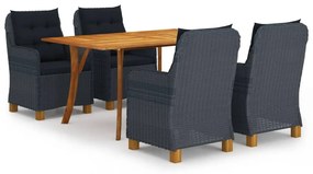 vidaXL 5 pcs conjunto de jantar para jardim cinzento-escuro
