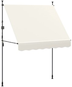 Outsunny Toldo Manual Retráctil 2x1,2 m Toldo Exterior Enrolável Altura Ajustável com Manivela 210-310 cm Proteção UV30+ Creme