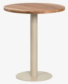 Mesa De Bar Redonda Em Madeira De Acácia Xiren Ø70 Cm & Madeira De Acácia - Bege Tapioca - Sklum