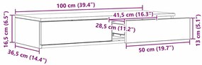Gavetas de Cama vidaXL Carvalho Fumado 100x36,5x16,5 cm Madeira de Eng
