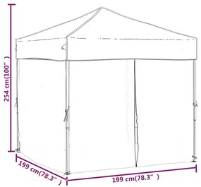 Tenda para festas dobrável com paredes laterais 2x2 m vermelho