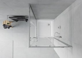 Mexen Rio cabina de duche quadrada 90 x 90 cm, transparente, cromado + base de duche, branco - 860-090-090-01-00-4510