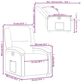 Poltrona Agnes Reclinável Ergonómica em Veludo Suave - Cinzento-Claro