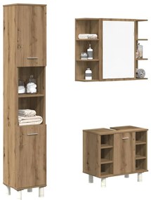 vidaXL 3 pcs móveis de casa de banho deriv. madeira carvalho artisiano