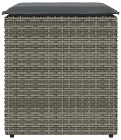 Bancos jardim com almofadas 2 unid 40x40x43 cm vime PE cinzento