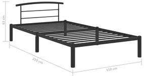Estrutura de cama 100x200 cm metal preto