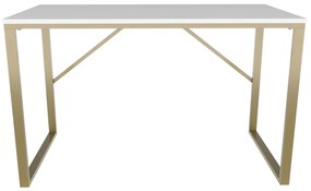 Secretária de Estudo Layton - Dourado e Branco - 120x60x74 cm