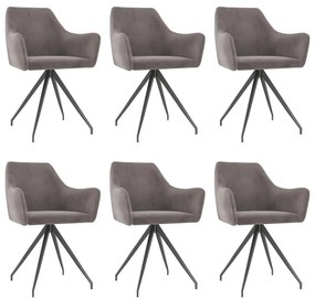 vidaXL Cadeiras de jantar 6 pcs veludo cinzento-claro