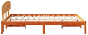 Estrado de Cama com Cabeceira Castanho Encerado 140x190 cm Madeira Sól
