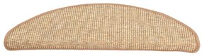 Tapetes de escada autoadesivos 15 pcs 65x21x4 cm castanho-claro
