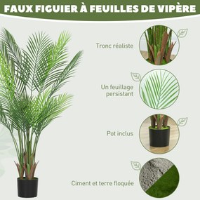 Planta artificial de interior com 120 cm, palmeira artificial com vaso de plástico e acabamento flocado, verde