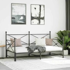 Cama de dia com gavetão sem colchão 100x190 cm aço preto