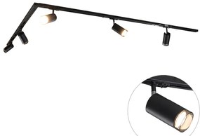 Sistema de iluminação de trilho moderno com 5 focos pretos fumê monofásicos - Iconic Jeana