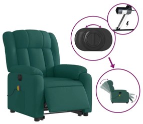 Poltrona elétrica elevatória massagens tecido verde-escuro