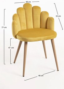 Cadeira Hand Veludo - Amarelo