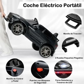 Carro elétrico infantil de 12 V Aston Martin DBX com portas duplas com fecho, controlo remoto, arranque gradual, luzes LED, porta USB e buzina – Preto