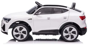 Audi e-tron 12v, Carro elétrico infantil módulo de música, assento de couro, pneus de borracha EVA Branco