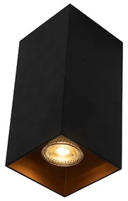 Candeeiro de parede quadrado design preto com interior dourado - Sab Design