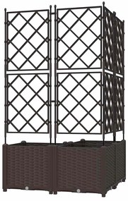 Vaso de Jardim com Treliça 3 pcs Marrom 80x80x143 cm