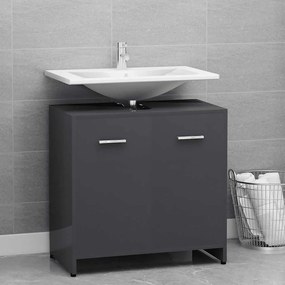 vidaXL Armário casa de banho 60x33x61cm contrapl. cinzento brilhante
