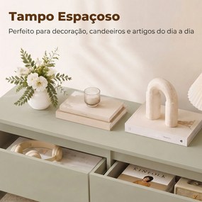 Cómoda com 6 Gavetas, Design Moderno de Coluna Dupla, para Quarto e Sala, 100 x 35 x 69 cm, Castanho Claro