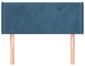 Cabeceira de cama c/ abas veludo 83x16x78/88 cm azul-escuro