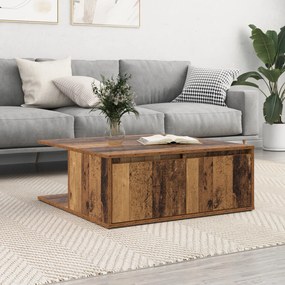 vidaXL Mesa de centro com gaveta com armazenamento Madeira antiga 80 x 80 x 31 cm
