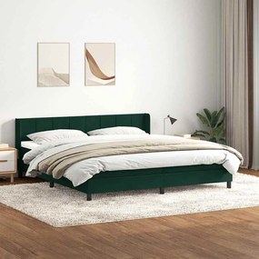 vidaXL Cama com molas/colchão 180x210 cm veludo verde-escuro