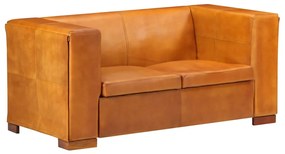 vidaXL Sofá de 2 lugares couro genuíno castanho bronze