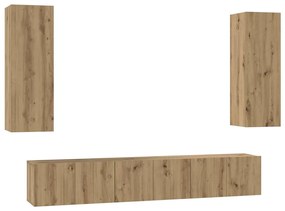 Conjunto de móvel de TV com prateleira 4 pcs carvalho artisiano