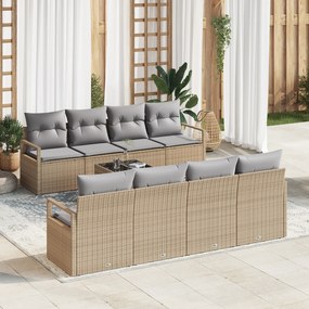 Conjunto de Sofá Jardim vidaXL com Almofadas Bege Polirattan