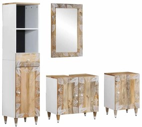 vidaXL 4 pcs conj. móveis p/ casa de banho madeira de mangueira maciça