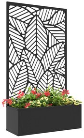 Outsunny Biombo de Exterior com Floreira de Metal Floreira de Parede ou Independente para Cultivos 61x23x113 cm Preto | Aosom Portugal
