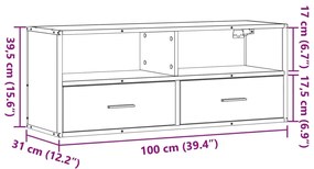 Móvel p/ TV 100x31x39,5 cm deriv. madeira/metal carvalho fumado