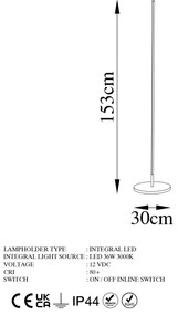 Candeeiro de Pé Only – Dourado – Diâmetro 30 cm x Altura 153 cm