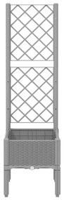 Vaso/floreira jardim c/ treliça 40x40x142 cm PP cinzento-claro