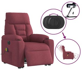 Poltrona elevatória de massagens elétrica tecido vermelho tinto