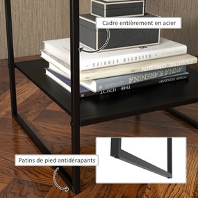 Mesa de Apoio Quadrada, 40 x 40 x 45 cm, Com Prateleira, Preto