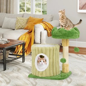 Arranhador pequeno de 50 cm de altura para gatos, estilo abacate, arranhador verde