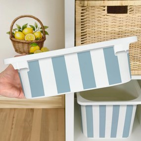 Autocolante para caixa IKEA TROFAST - Riscas azuis e brancas