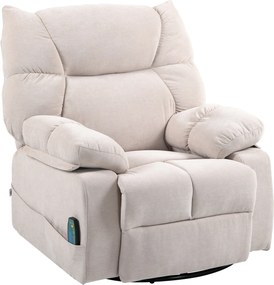 HOMCOM Sofá de Massagem com Função de Calor e deitar Giratório Até 150 Kg Estrutura de Metal 98x90x98 cm Bege | Aosom Portugal