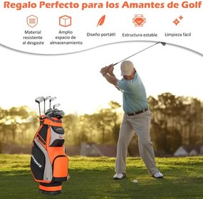 Saco para golfe Bolsa leve e portátil com 14 divisórias, 7 bolsos, capa para chuva, 42 x 31 x 91,5 cm  Vermelho alaranjado
