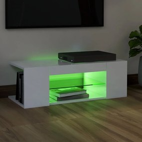 Móvel de TV com luzes LED 90x39x30 cm branco brilhante