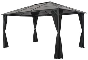 vidaXL Gazebo com cortinas alumínio 4x3x2,6 m preto