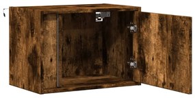 Mesa de cabeceira de parede com luzes LED carvalho fumado