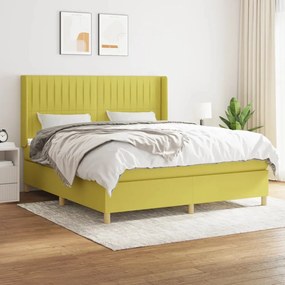 vidaXL Cama com molas/colchão 180x200 cm tecido verde