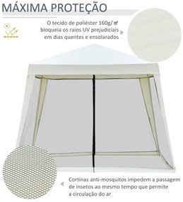 Tenda de Jardim 3x3m Tenda com 4 Partes Laterais Rede Mosquiteira com