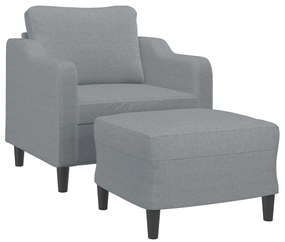 Poltrona com apoio de pés 60 cm tecido cinzento-claro