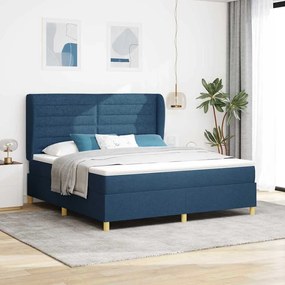 Cama Box Spring vidaXL com Colchão Azul 180x200 cm em Tecido