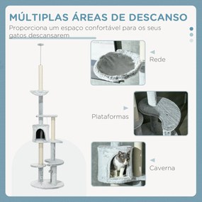 PawHut Arranhador para Gatos de 255 cm Torre para Gatos de Teto com Al